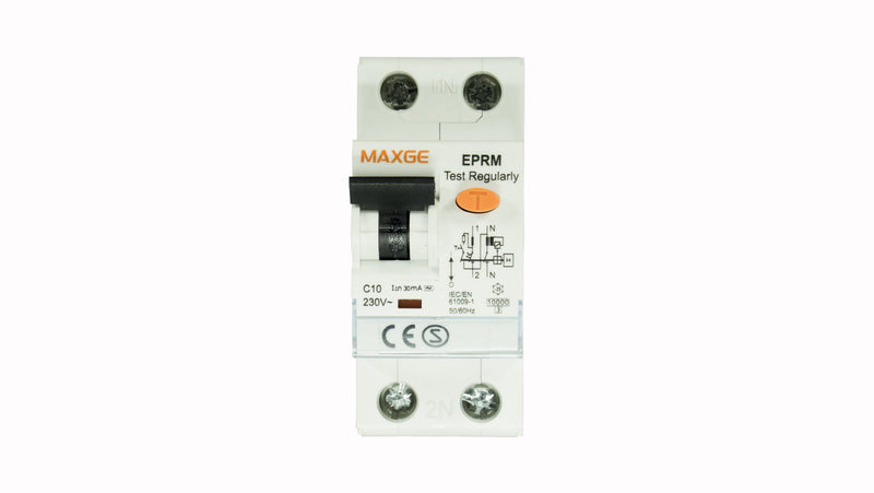 Interruptor magnetotérmico y diferencial combinado EPRM Poder de corte: 10000A Curvas C y B Clases AC y A